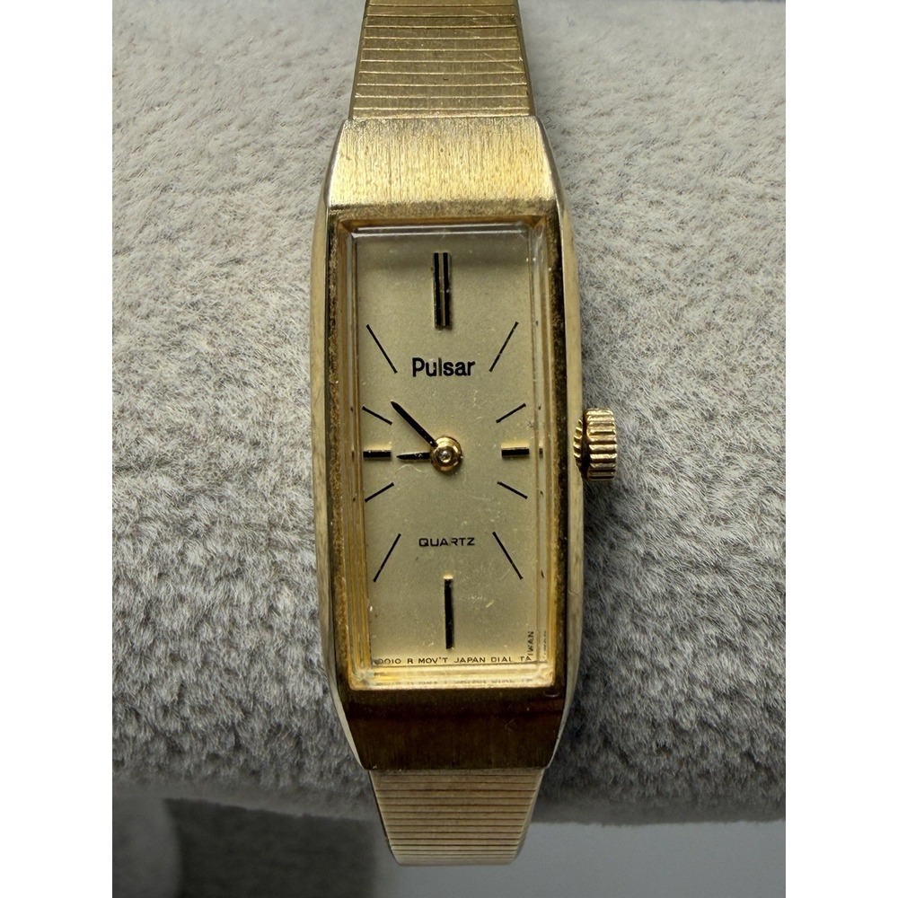 Pulsar Y434-5000 Vintage‎ New Battery Ladies Watch 12MM 6.5" Gold Tone
